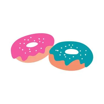 Brightly colored doughnuts in the glaze. Vector flat image Stock Illustration