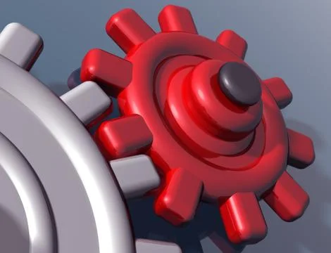 Brightly colored interlocking gears Stock Illustration