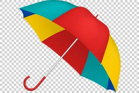 Brightly colored patchwork umbrella against a black background Stock Illustration