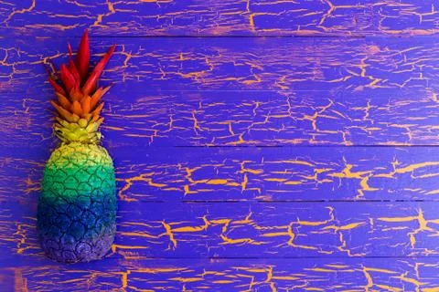 Brightly colored pineapple in rainbow colors Foto stock