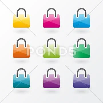 Brightly colored shopping bags icons Stock Illustration