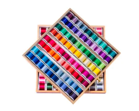 Brightly Colored Spools of Thread Stock Photos