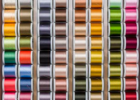 Brightly Colored Spools of Thread Stock Photos