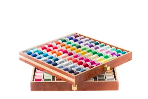 Brightly Colored Spools of Thread Stock Photos
