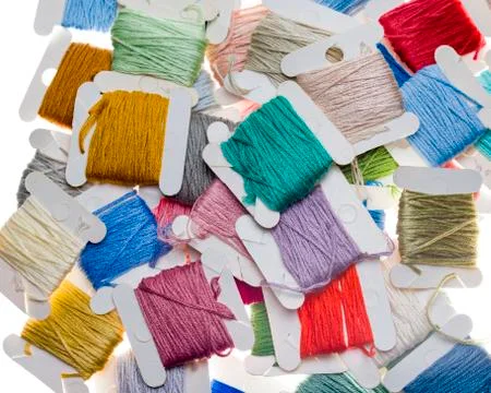 Brightly Colored Spools of Thread Stock Photos