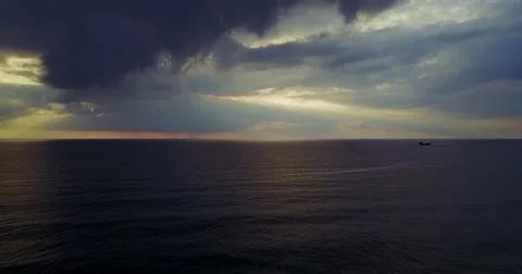 Brightly colored sunset over the calm Mediterranean Sea. Stock Footage 76850999