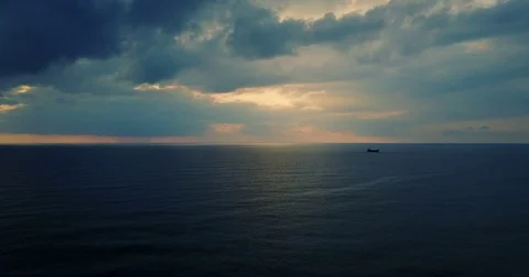 Brightly colored sunset over the calm Mediterranean Sea. Stock Footage 76851355
