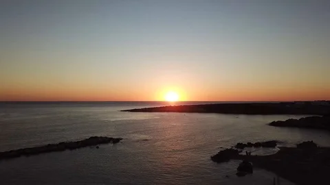 Brightly colored sunset over the Cyprus see without clouds. Drone Point of View  Stock Footage