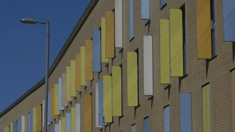 BRIGHTLY COLOURED FLATS IN THE GORBALS Stock Footage 125267643