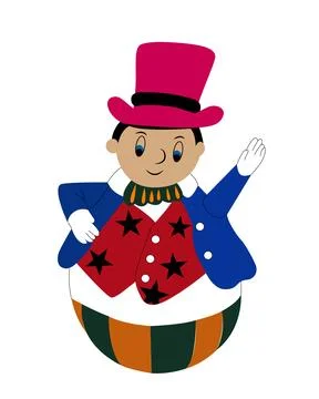 Brightly dressed clown waves cheerfully. Stock Illustration