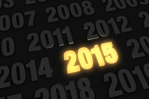Brightly glowing 2015 Stock Illustration