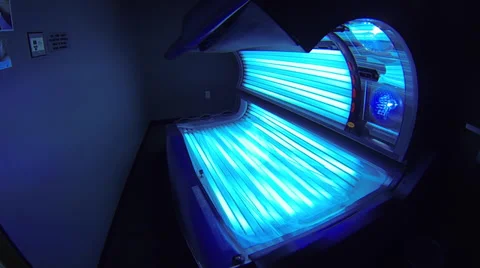 Brightly Lit Advanced Tanning Bed Stock Footage 34755790