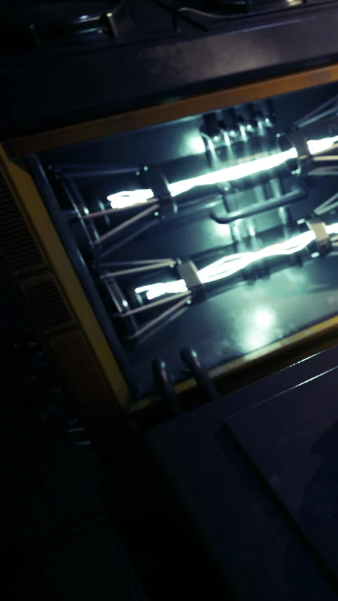 Brightly lit futuristic devices within a tech lab at night time Stock Footage 331834293