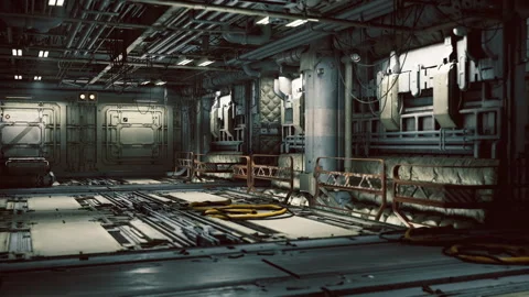 Brightly lit industrial space with dynamic data displays and alert systems Stock Footage 339630844