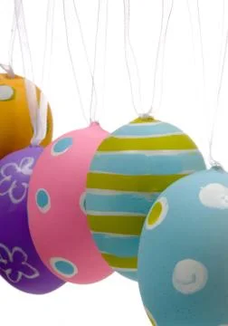 Brightly painted easter egg decorations Stock Photos