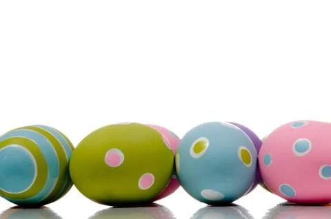 Brightly painted easter egg decorations Stock Photos