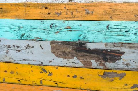 Brightly panted old table texture. Old painted wood background Stock Photos