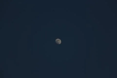 Brightly shining moon in a cloudless night sky Stock Photos