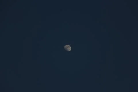 Brightly shining moon in a cloudless night sky Stock Photos