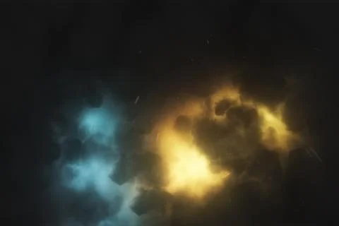 Brightly sparkling lightning breaks through dense storm clouds. Epic flash of Stock Illustration
