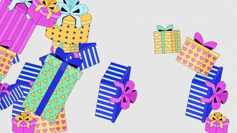 Brightly wrapped presents sweep from left to right transition effect overlay Stock Footage 337540770