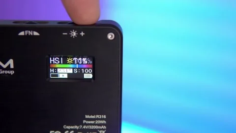 Brightness adjustment on the rgb panel using the wheel Stock Footage 238080532