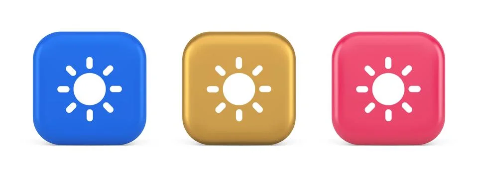 Brightness button sun light warm cold contrast digital interface 3d realist.. Stock Illustration