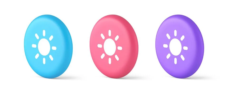Brightness button sun light warm cold contrast digital interface 3d realistic Stock Illustration