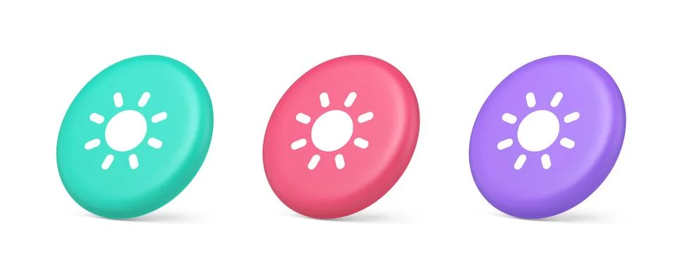 Brightness button sun light warm cold contrast digital interface 3d realistic Stock Illustration