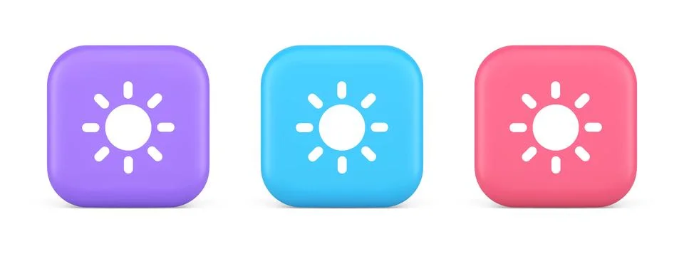 Brightness button sun light warm cold contrast digital interface 3d realist.. 스톡 일러스트