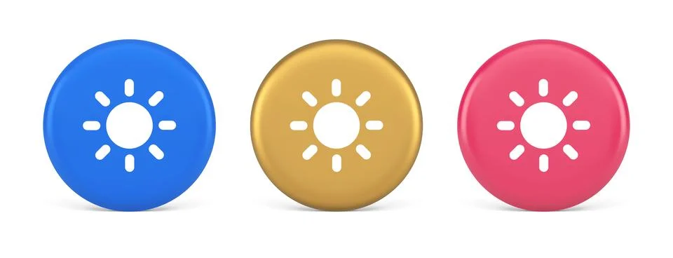 Brightness button sun light warm cold contrast digital interface 3d realist.. 스톡 일러스트
