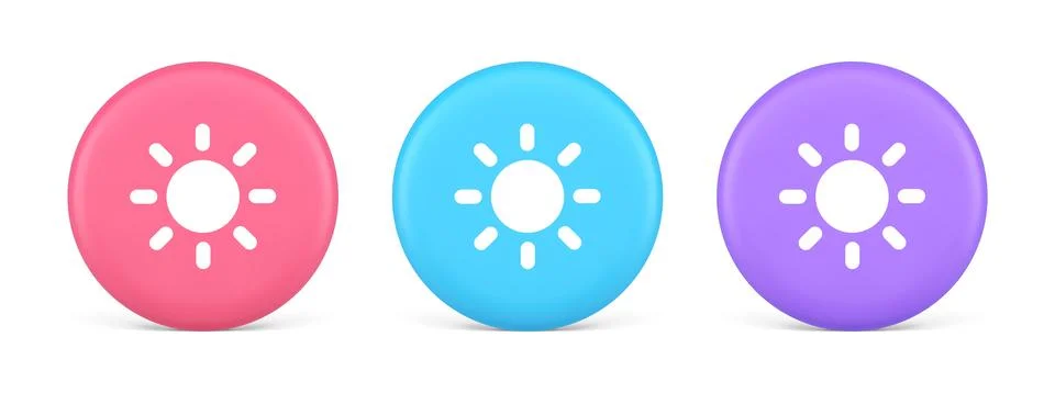 Brightness button sun light warm cold contrast digital interface 3d realistic 스톡 일러스트