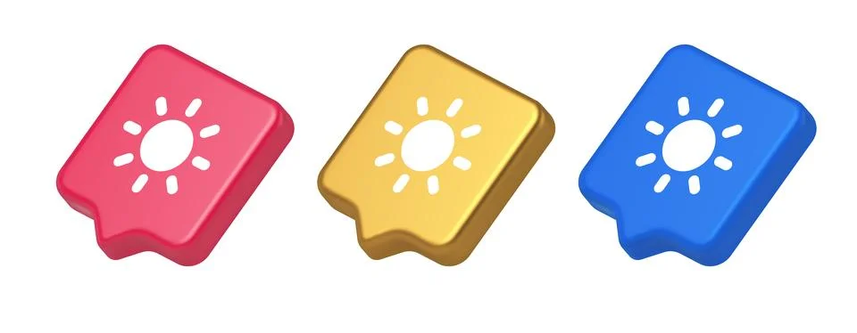 Brightness button sun light warm cold contrast digital interface 3d realistic 스톡 일러스트