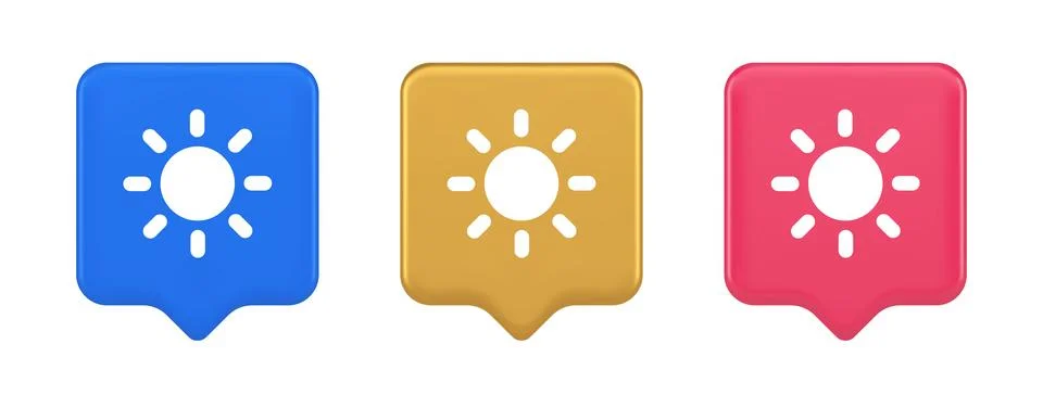 Brightness button sun light warm cold contrast digital interface 3d realistic Stock Illustration