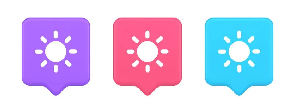 Brightness button sun light warm cold contrast digital interface 3d realistic 스톡 일러스트