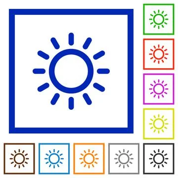 Brightness control flat framed icons イラスト素材