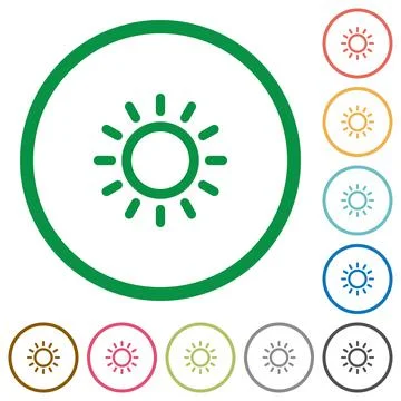Brightness control flat icons with outlines Stock Illustration