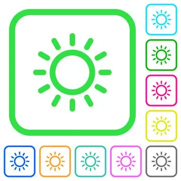 Brightness control vivid colored flat icons icons Illustrazione stock