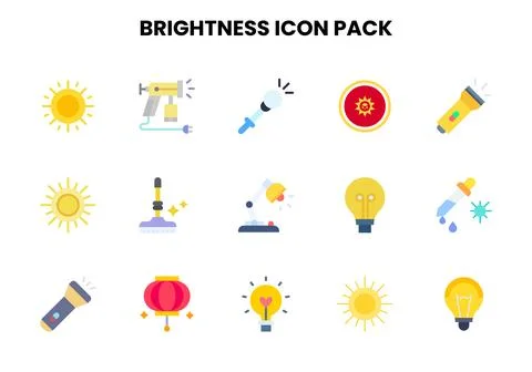 Brightness Flat Bundle Icons Pack Stock Illustration