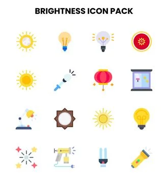 Brightness Flat Bundle Icons Pack Stock Illustration