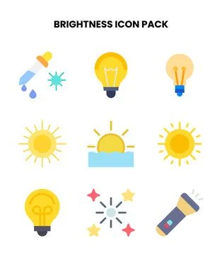 Brightness Flat Design Icons Pack Stock Illustration