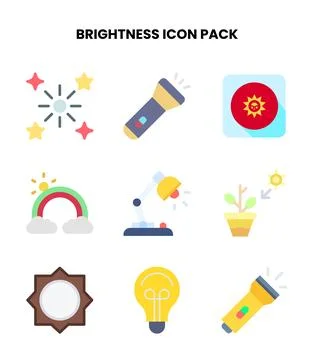 Brightness Flat UI Icons Pack 库存插图