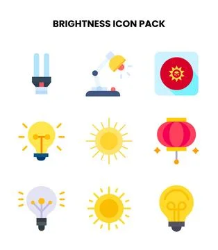 Brightness Flat Vector Icons Pack Stock Illustration