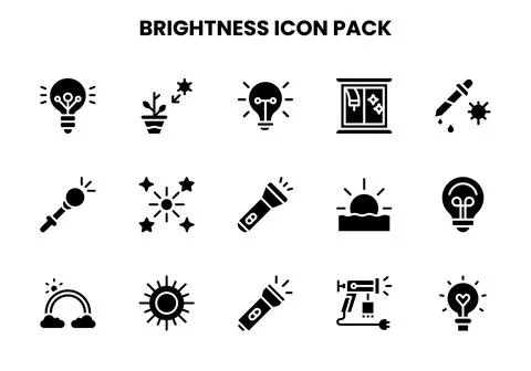 Brightness Glyph Icons Pack Stock Illustration