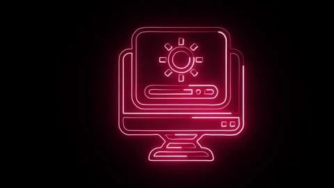 Brightness Icon Isolated on Black Background, Light Level Neon Line Animati.. Stock Footage 323940633