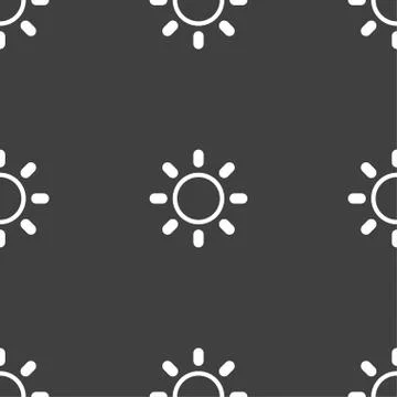 Brightness icon sign. Seamless pattern on a gray background. Vector Illustrazione stock