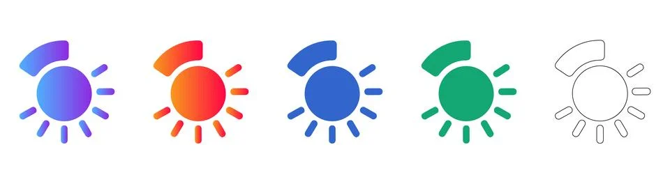 Brightness Level Control Icon Set Stock Illustration
