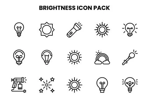 Brightness Line Bundle Icons Pack Stock Illustration