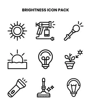 Brightness Line Bundle Icons Pack Stock Illustration