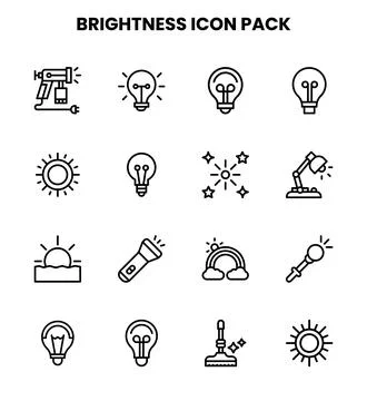 Brightness Line Collection Icons Pack Illustrazione stock